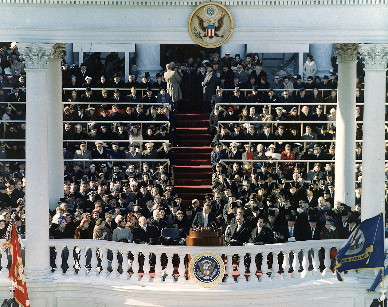 Inaugural Address of John F. Kennedy, 35th President of the United States. Washington, DC 20 January 1961. Please credit "U. S. Army Signal Corps photograph in the John Fitzgerald Kennedy Library, Boston".