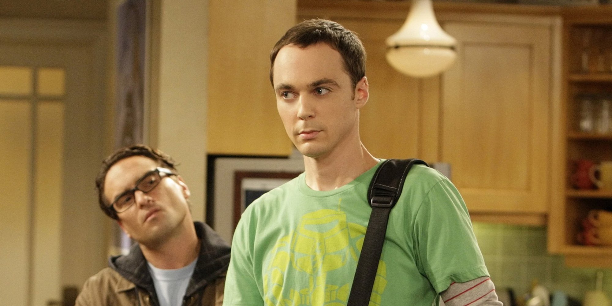 LOS ANGELES - AUGUST 19: "The Bad Fish Paradigm" - After her first date with Leonard (Johnny Galecki, left) goes awry, Penny finds an unwilling confidant in Leonard's anti-social roommate, Sheldon (Jim Parsons, right), on the second season premiere of THE BIG BANG THEORY, Monday, September 22 (8:00-8:30 PM, ET/PT) on the CBS Television Network. (Sonja Flemming/CBS via Getty Images)